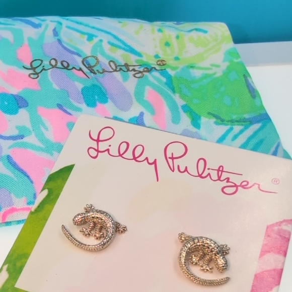 Lilly Pulitzer Leapin Lizards Gold Metallic Earrings - Picture 3 of 5